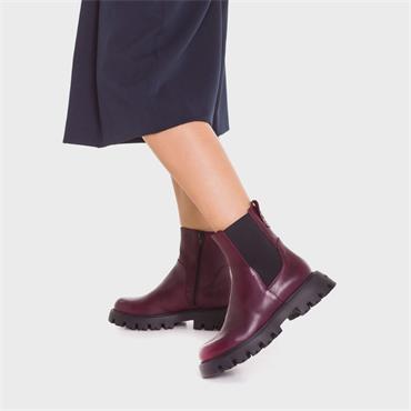 Wonders Natalia Chunky Sole Gusset Boot - Burgundy Leather